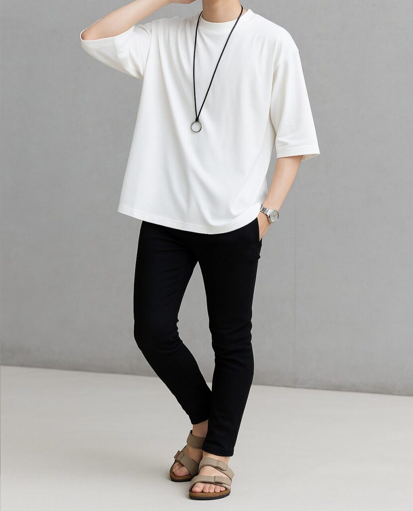 夏コーデ:シンプルTシャツで爽やかに